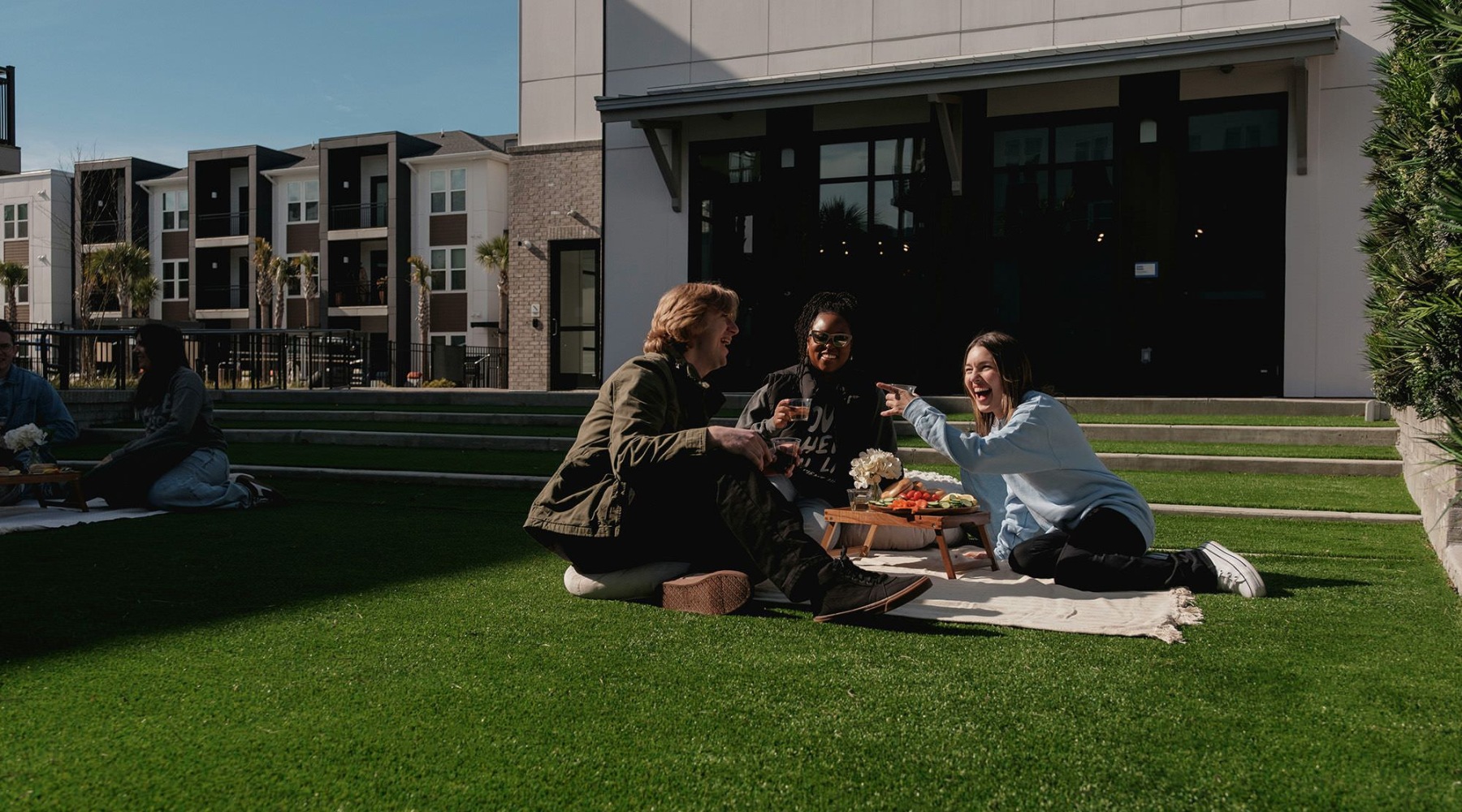 a group of people having a picnic